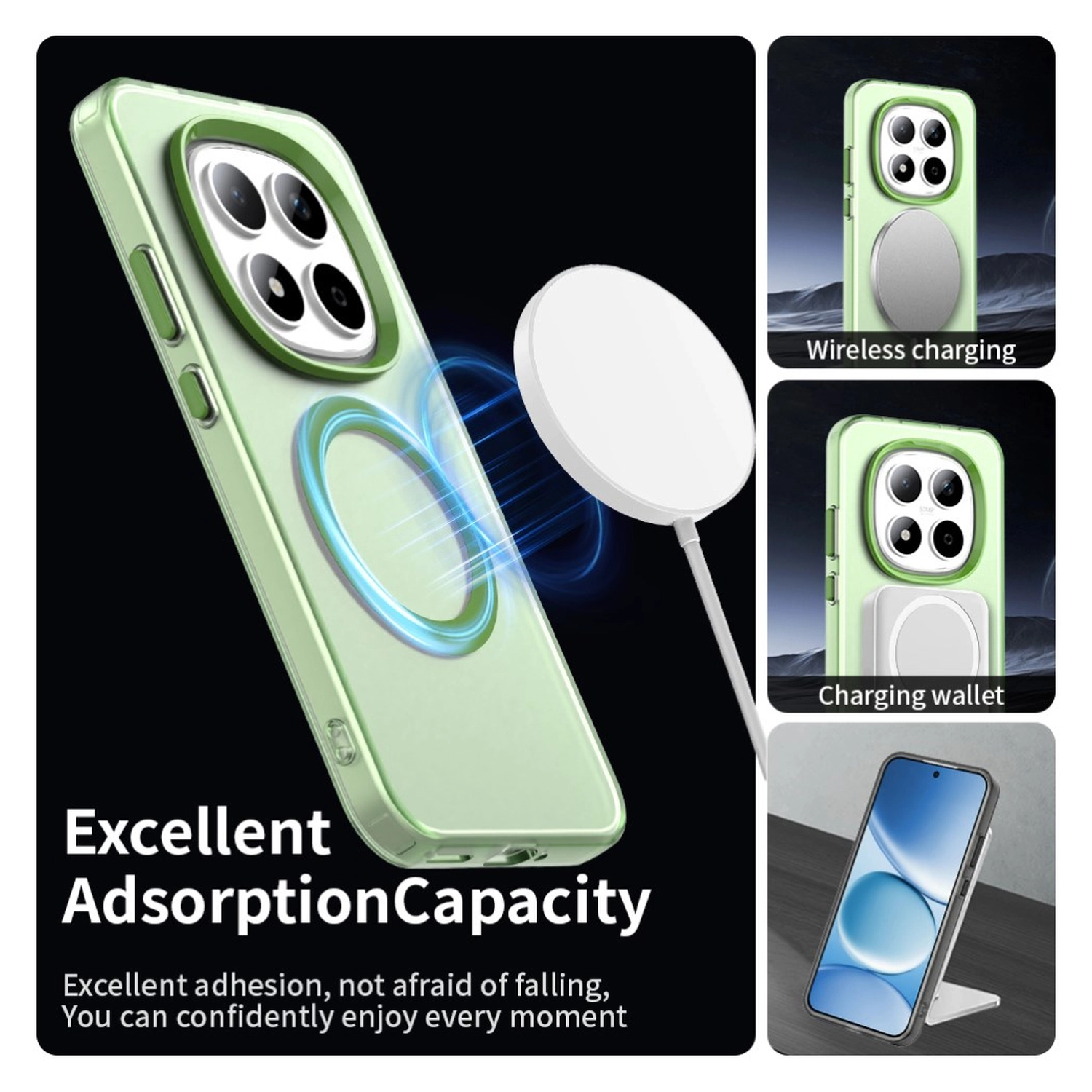 Xiaomi Redmi Note 15 Pro 5G Hoesje MagSafe Backcover Semi-Transparant & Groen afbeelding 2