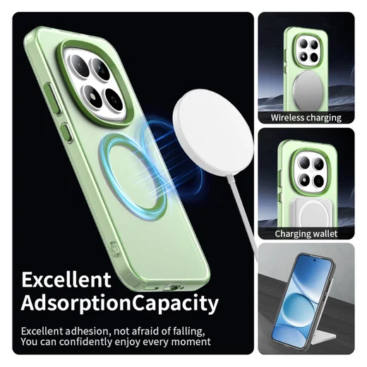 Xiaomi Redmi Note 15 Pro 5G Hoesje MagSafe Backcover Semi-Transparant & Groen afbeelding 2