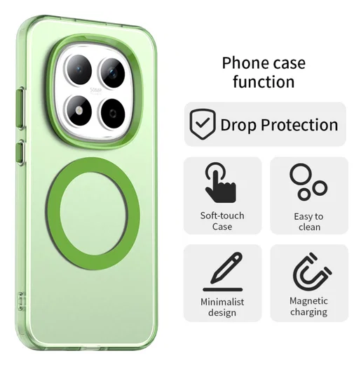 Xiaomi Redmi Note 15 Pro 5G Hoesje MagSafe Backcover Semi-Transparant & Groen afbeelding 7