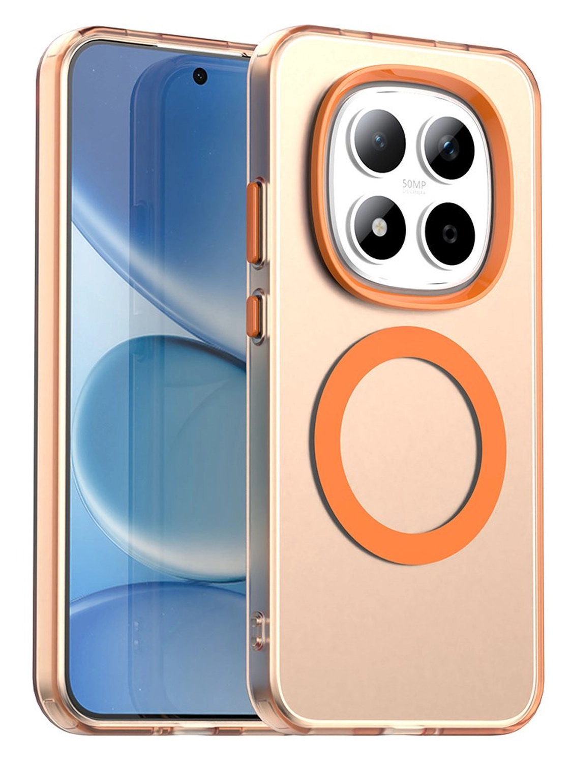 Xiaomi Redmi Note 15 Pro 5G Hoesje MagSafe Backcover Semi-Transparant & Oranje afbeelding 1