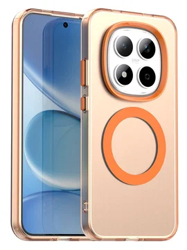 Xiaomi Redmi Note 15 Pro 5G Hoesje MagSafe Backcover Semi-Transparant & Oranje