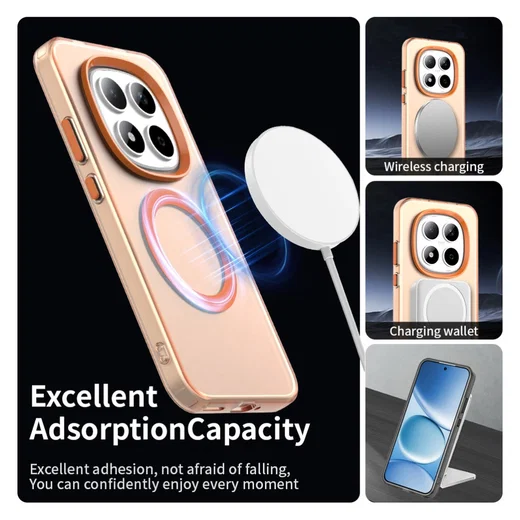 Xiaomi Redmi Note 15 Pro 5G Hoesje MagSafe Backcover Semi-Transparant & Oranje afbeelding 2