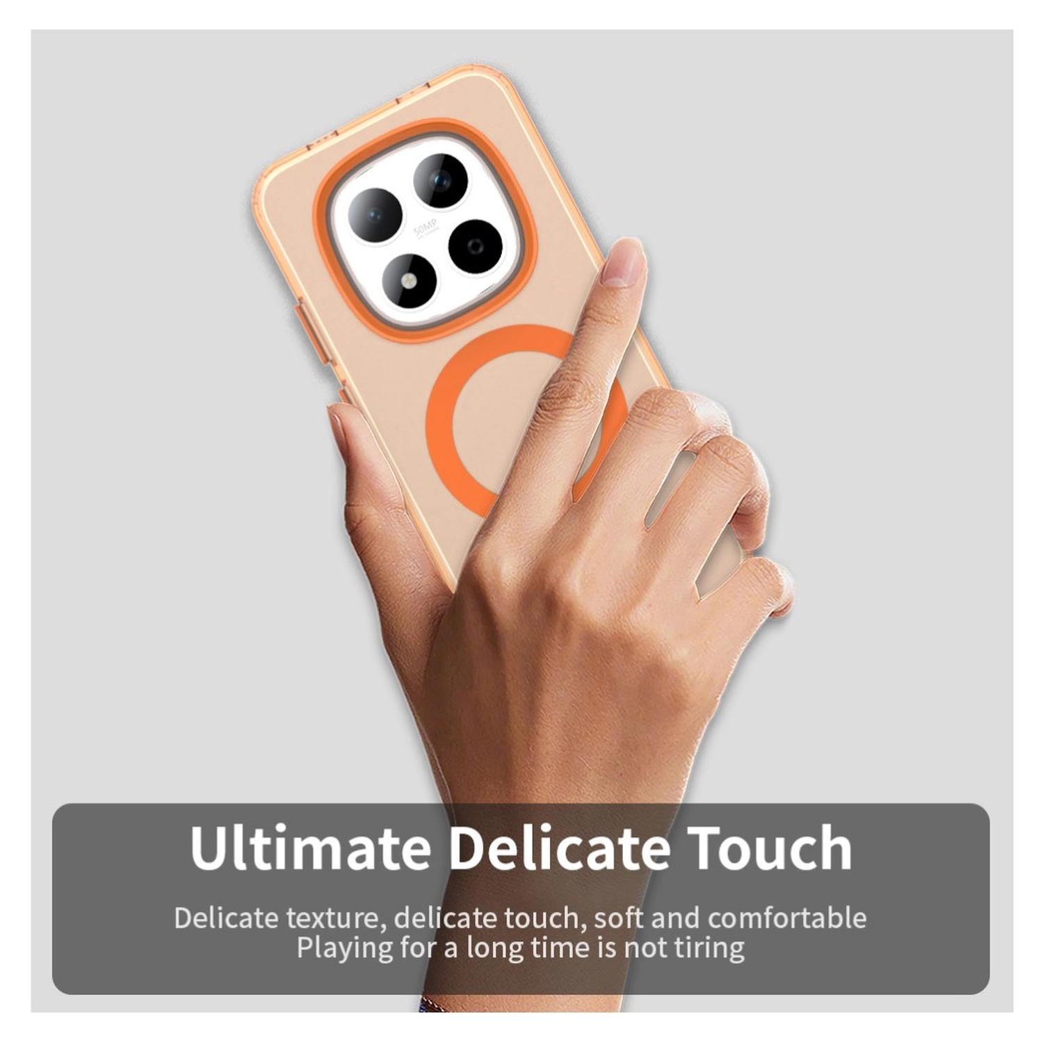 Xiaomi Redmi Note 15 Pro 5G Hoesje MagSafe Backcover Semi-Transparant & Oranje afbeelding 6