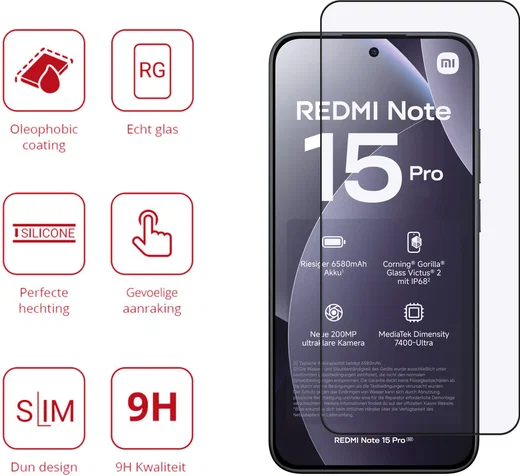 Rosso Xiaomi Redmi Note 15 Pro 4G 9H Tempered Glass Screen Protector afbeelding 2