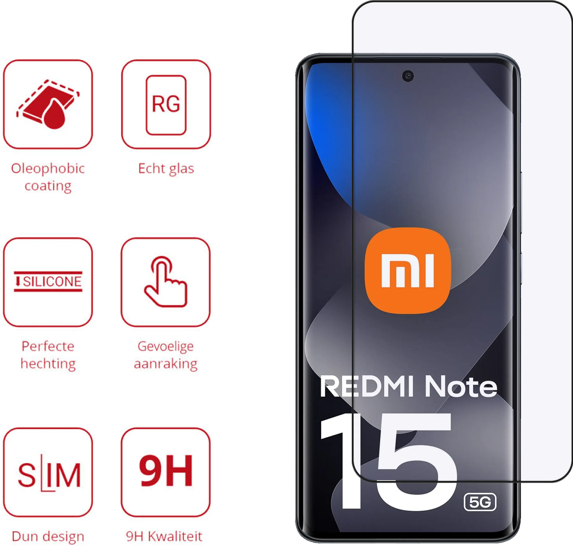 Rosso Xiaomi Redmi Note 15 9H Tempered Glass Screen Protector afbeelding 2