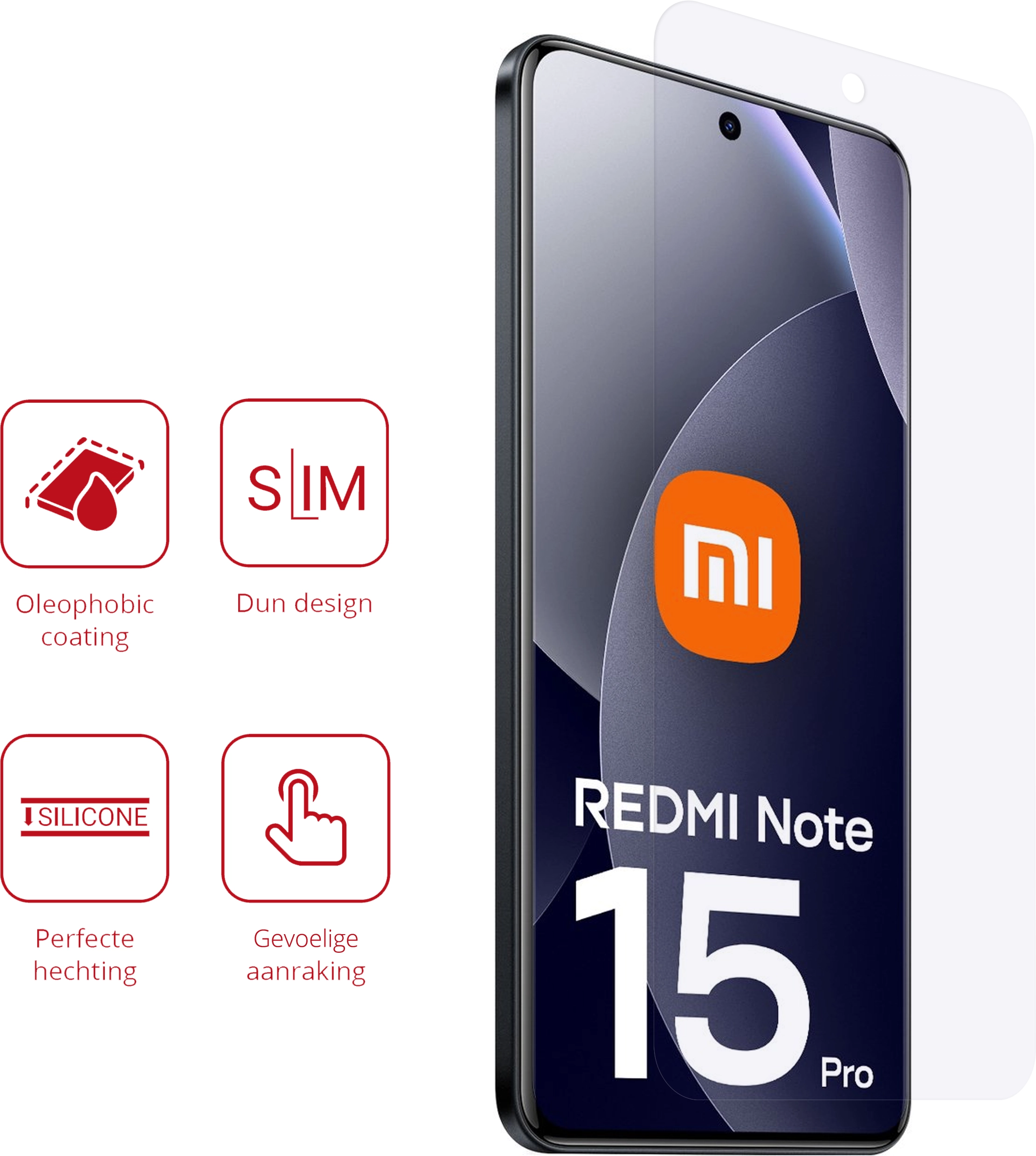 Rosso Xiaomi Redmi Note 15 Pro 4G Screen Protector Case Friendly Folie Duo Pack afbeelding 2