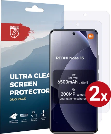 Rosso Xiaomi Redmi Note 15 Screen Protector Case Friendly Folie Duo Pack afbeelding 1