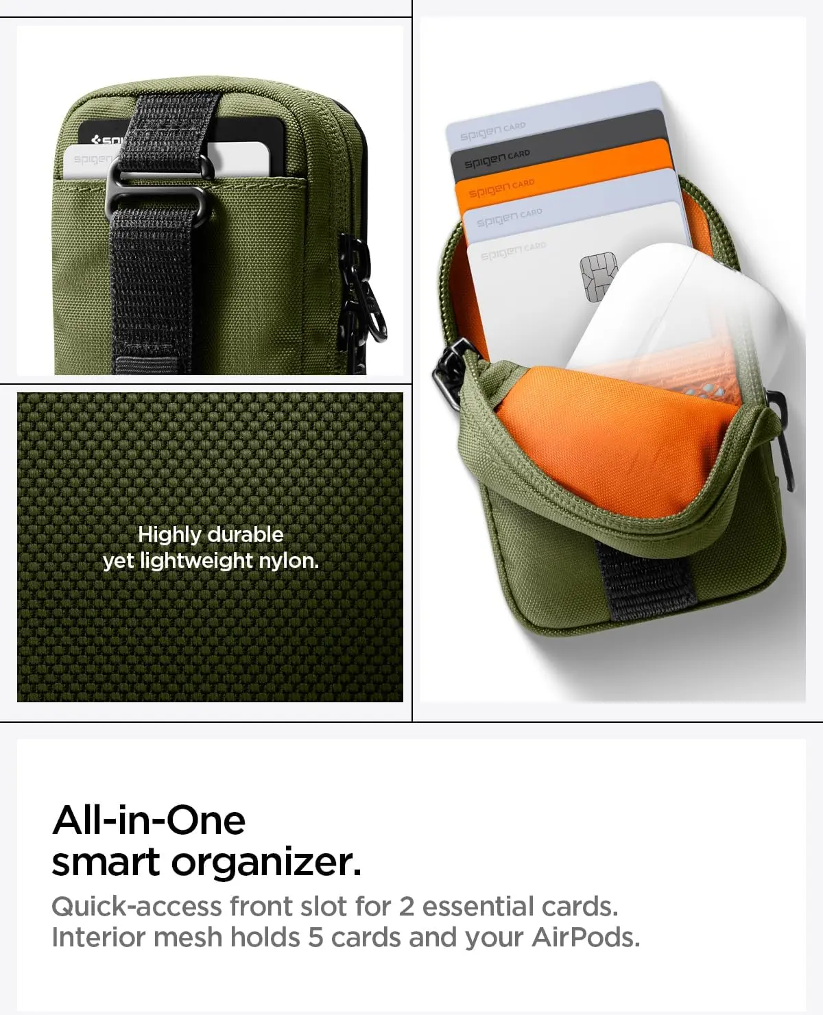 Spigen MagSafe Organizer Etui TintapZip MagFit Universele Pouch Olive Green afbeelding 3