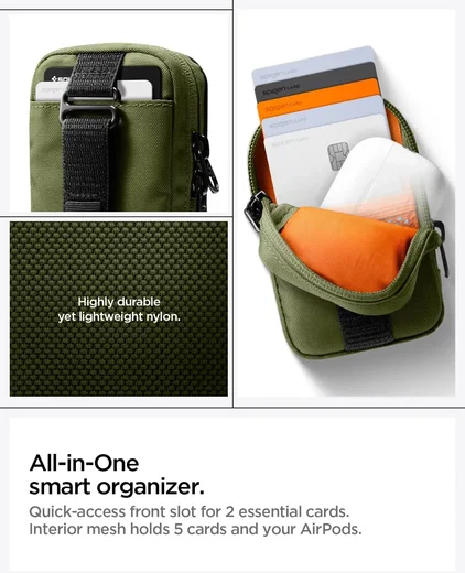 Spigen MagSafe Organizer Etui TintapZip MagFit Universele Pouch Olive Green afbeelding 3