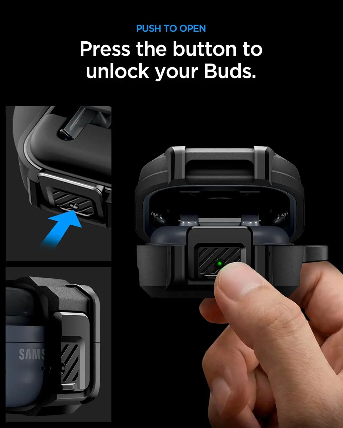 Spigen Lock Fit Samsung Galaxy Buds 4 / 4 Pro Hoesje Zwart afbeelding 3