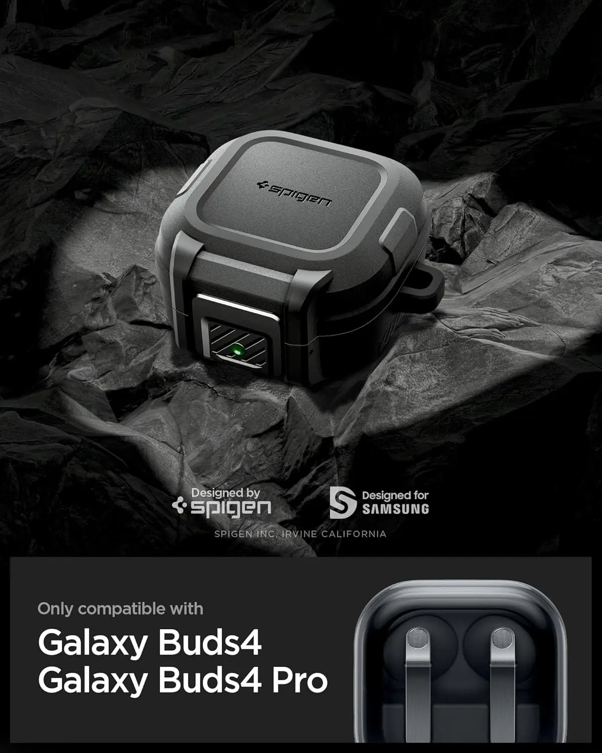 Spigen Lock Fit Samsung Galaxy Buds 4 / 4 Pro Hoesje Zwart afbeelding 2