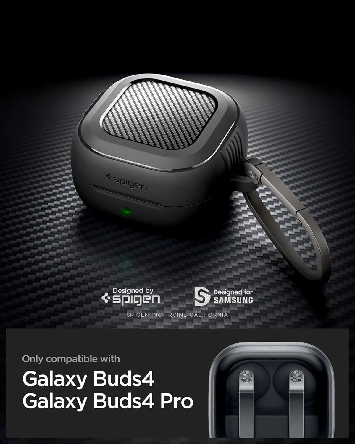 Spigen Galaxy Buds 4 / Buds 4 Pro Hoesje Rugged Armor Beschermcase Zwart afbeelding 3
