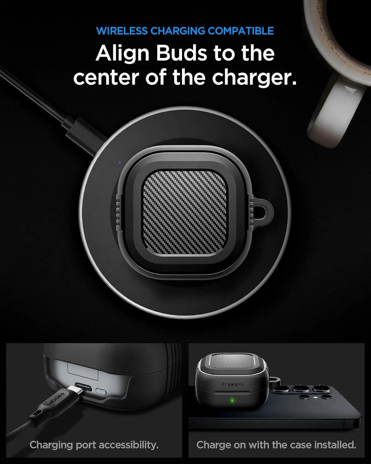Spigen Galaxy Buds 4 / Buds 4 Pro Hoesje Rugged Armor Beschermcase Zwart afbeelding 7
