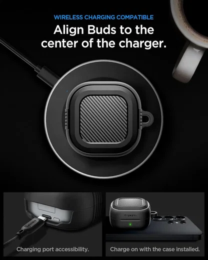 Spigen Galaxy Buds 4 / Buds 4 Pro Hoesje Rugged Armor Beschermcase Zwart afbeelding 7