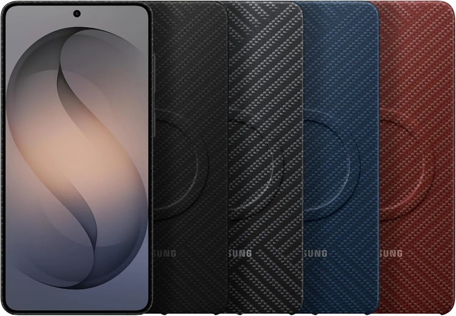 Origineel Samsung Galaxy S26 Plus Hoesje Carbon Magnet Back Cover Rood afbeelding 6