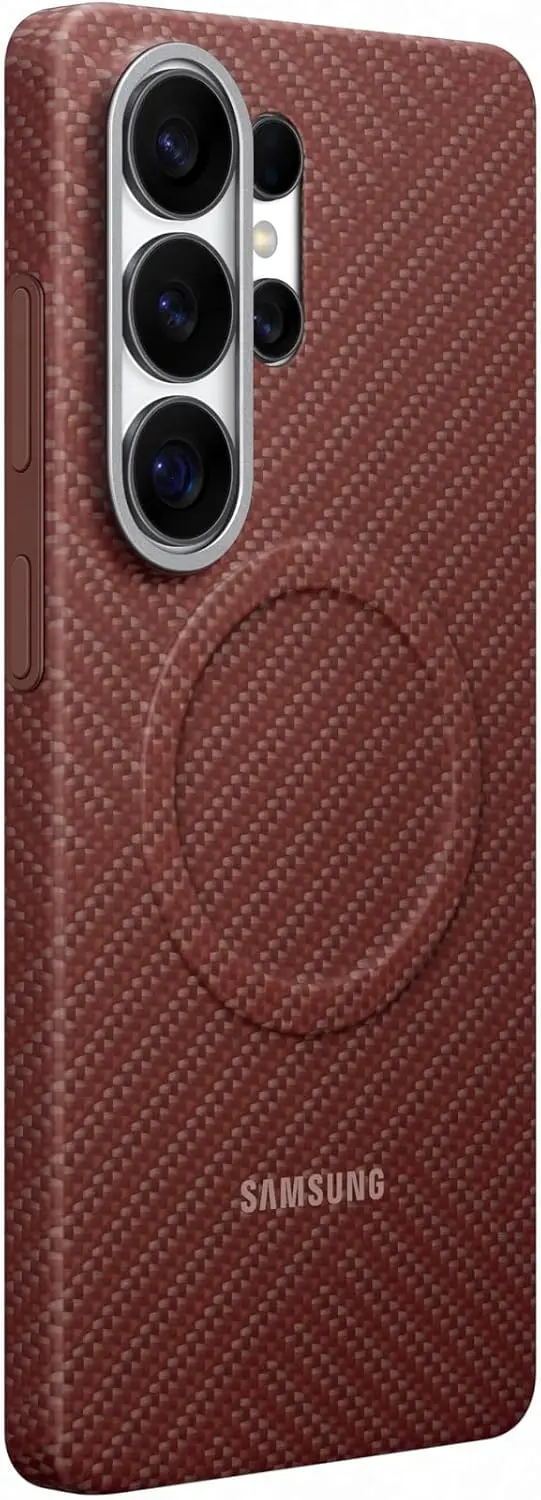 Origineel Samsung Galaxy S26 Ultra Hoesje Carbon Magnet Back Cover Rood afbeelding 2