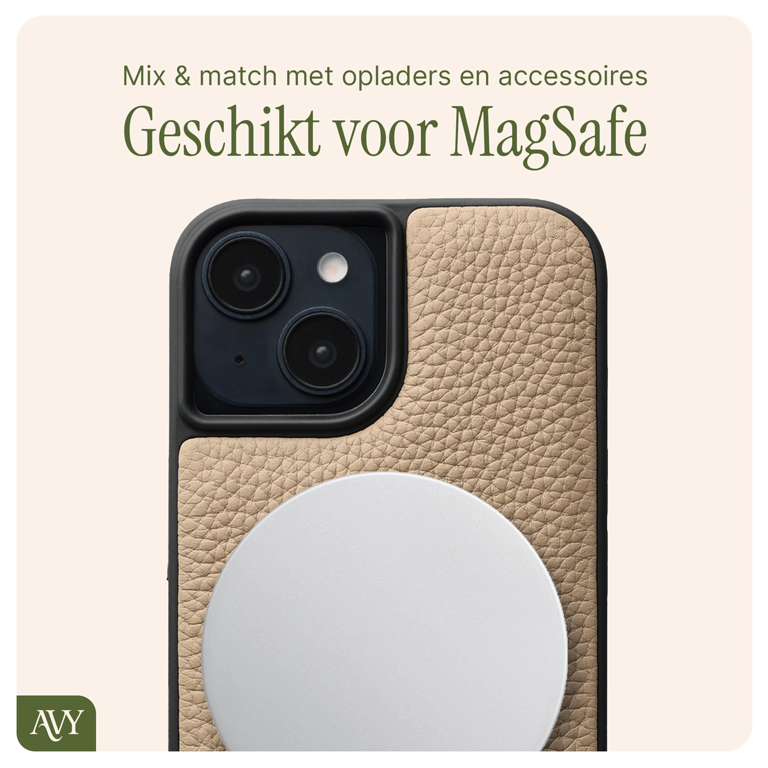 AVY Apple iPhone 15 - Classic Kit - Leather Beige afbeelding 8