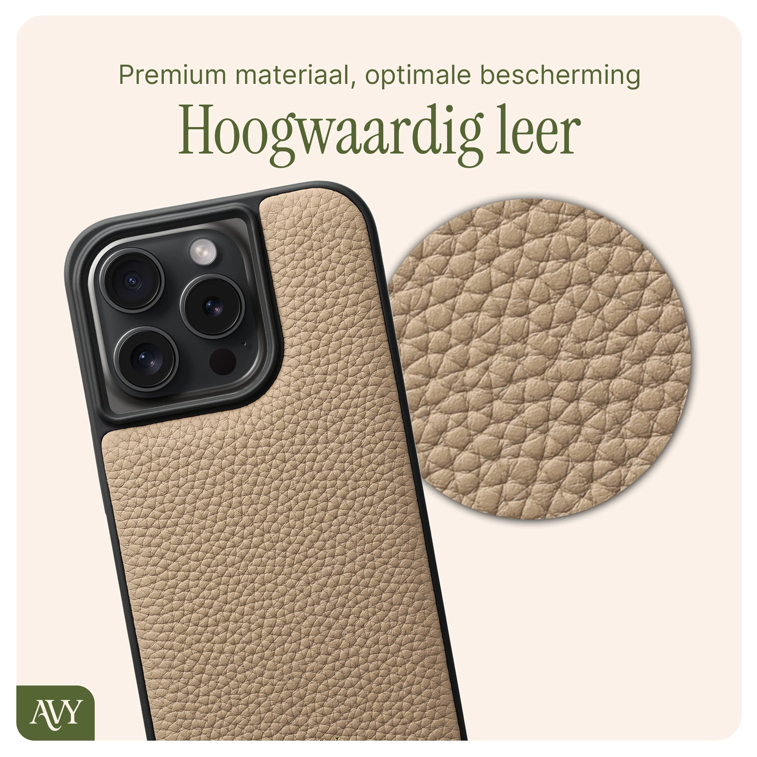 AVY Apple iPhone 15 Pro - Classic Kit - Leather Beige afbeelding 6