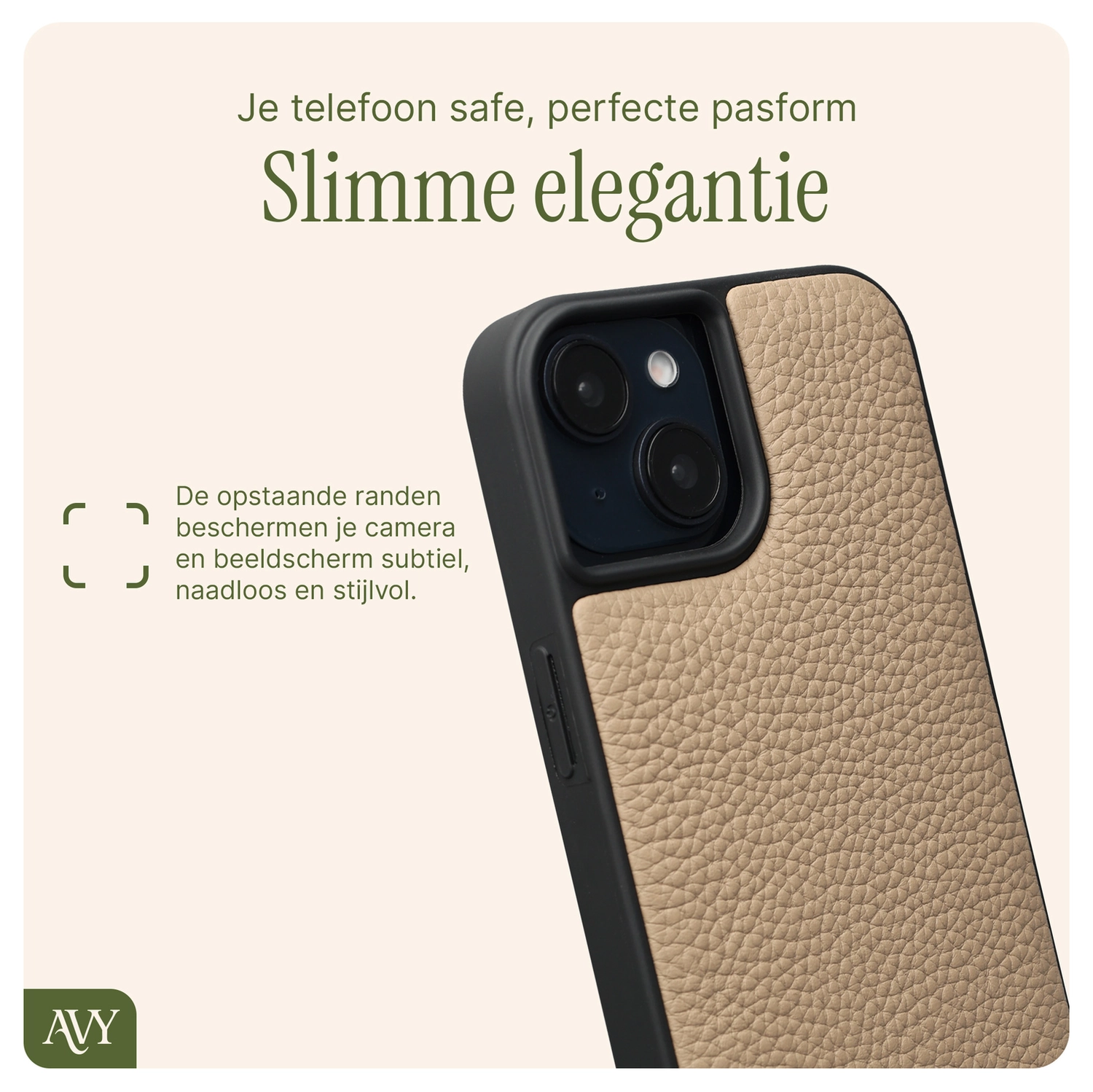 AVY Apple iPhone 14 / 13 - Classic Kit - Leather Beige afbeelding 6