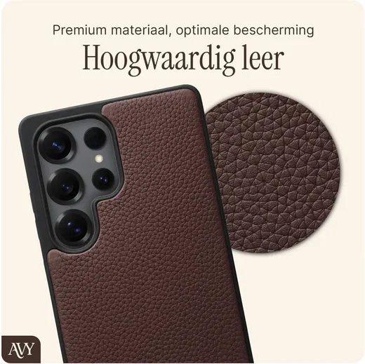AVY Samsung Galaxy S25 Ultra - Essential Kit - Chocolate - Long Leather afbeelding 5