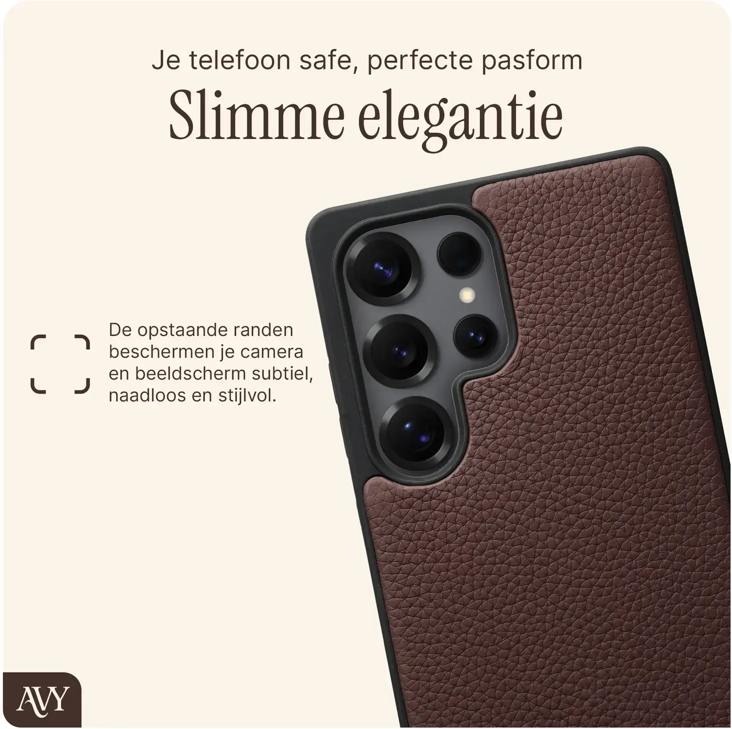 AVY Samsung Galaxy S25 Ultra - Essential Kit - Chocolate - Long Leather afbeelding 6