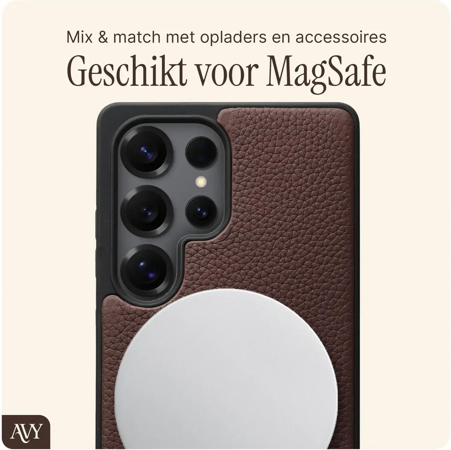 AVY Samsung Galaxy S25 Ultra - Essential Kit - Chocolate - Long Leather afbeelding 7