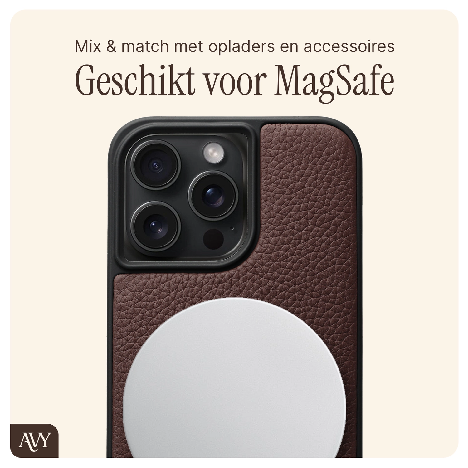 AVY Apple iPhone 15 Pro Max - Essential Kit - Chocolate - Long Leather afbeelding 8