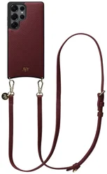 AVY Samsung Galaxy S25 Ultra - Essential Kit - Burgundy - Long Leather afbeelding