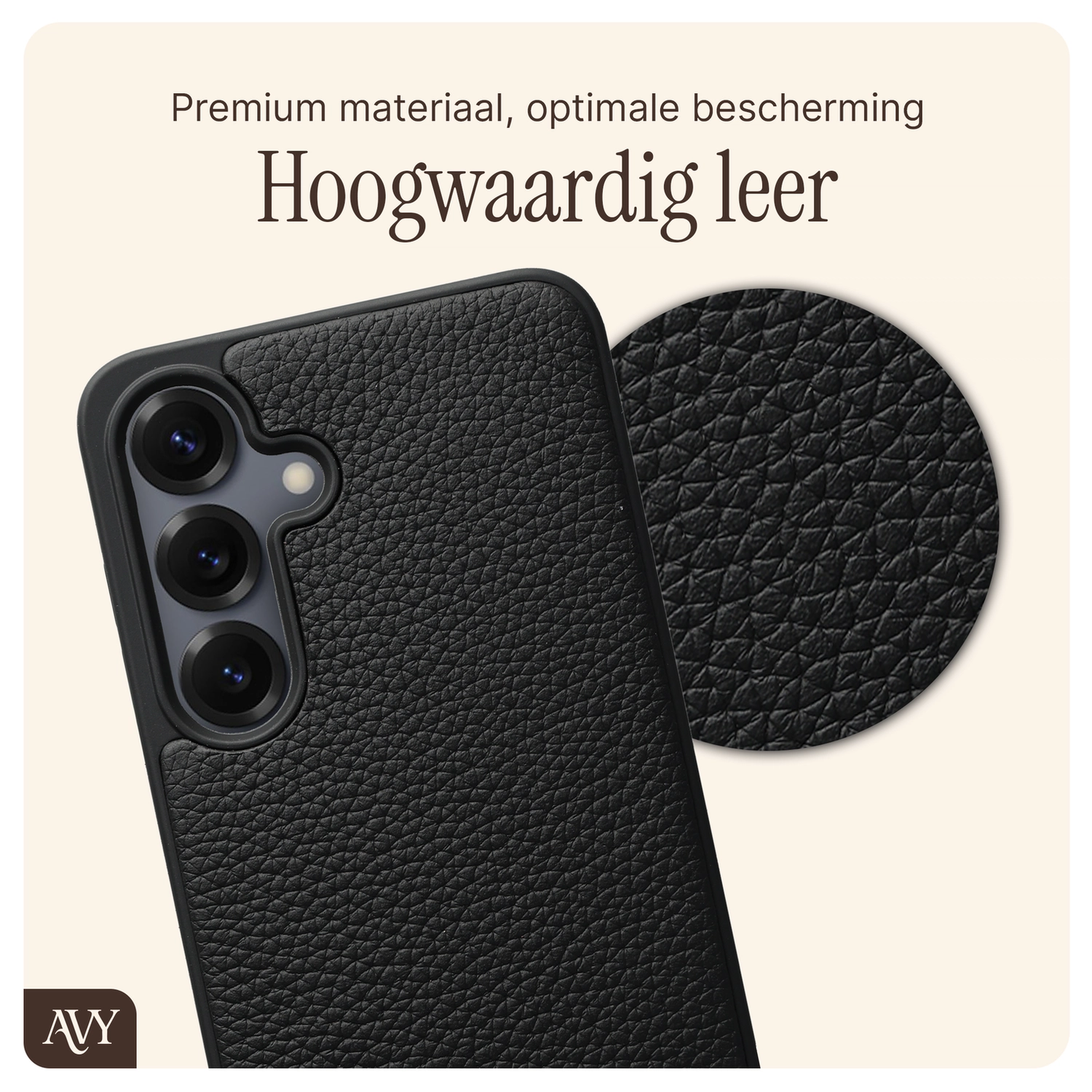 AVY Samsung Galaxy S25 / S24 - Styled Kit - Zwart - Long Leather afbeelding 5