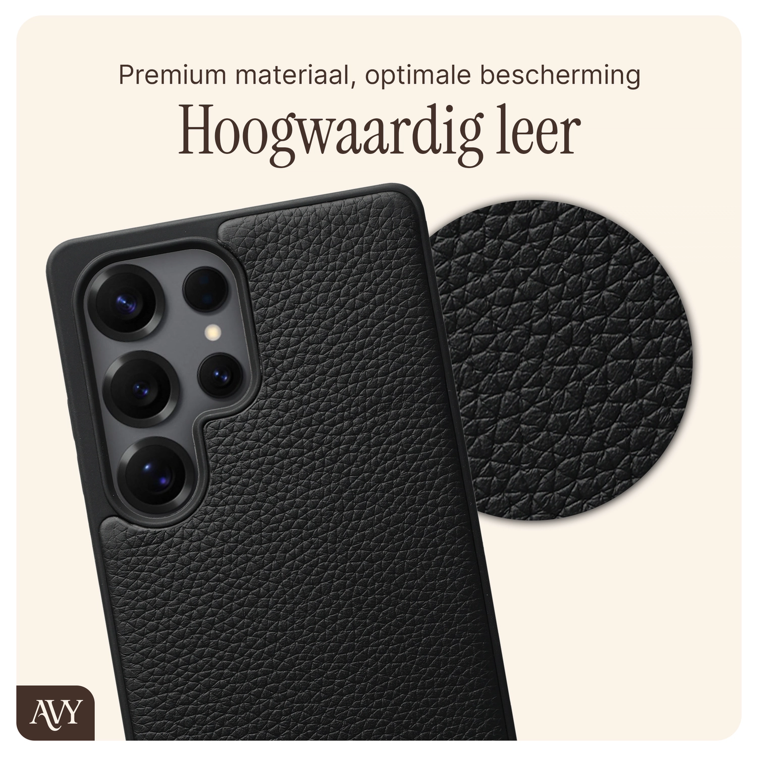 AVY Samsung Galaxy S25 Ultra - Styled Kit - Zwart - Long Leather afbeelding 5