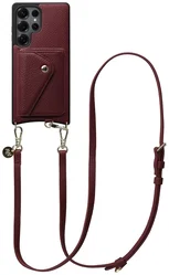AVY Samsung Galaxy S25 Ultra - Styled Kit - Burgundy - Long Leather afbeelding