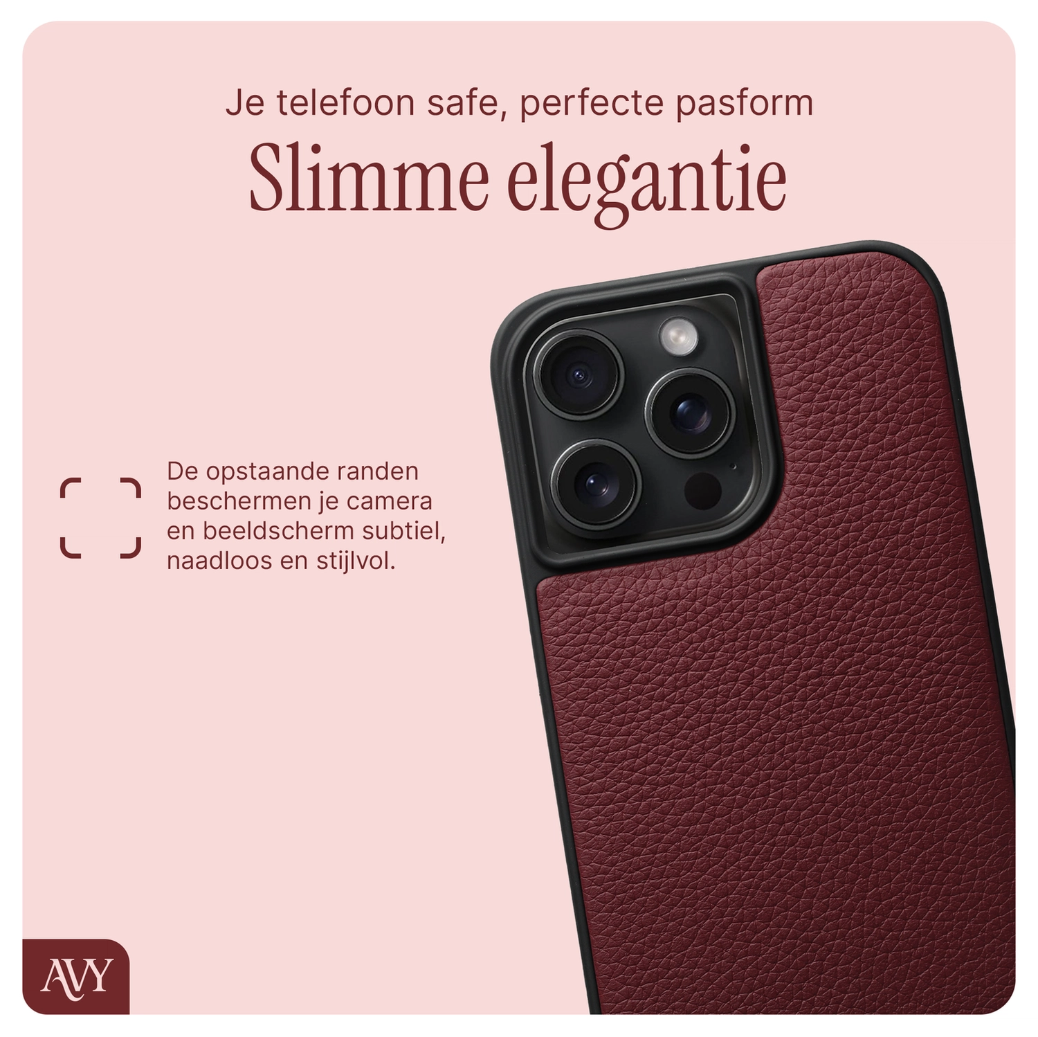 AVY Apple iPhone 15 Pro Max - Styled Kit - Burgundy - Leather Set afbeelding 7