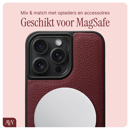 AVY Apple iPhone 15 Pro Max - Styled Kit - Burgundy - Leather Set afbeelding 8