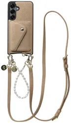 AVY Samsung S25 Plus / S24 Plus - Styled Kit - Beige - Leather and Pearls afbeelding
