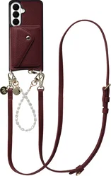 AVY Samsung Galaxy S26 Plus - Styled Kit - Burgundy - Leather and Pearls afbeelding