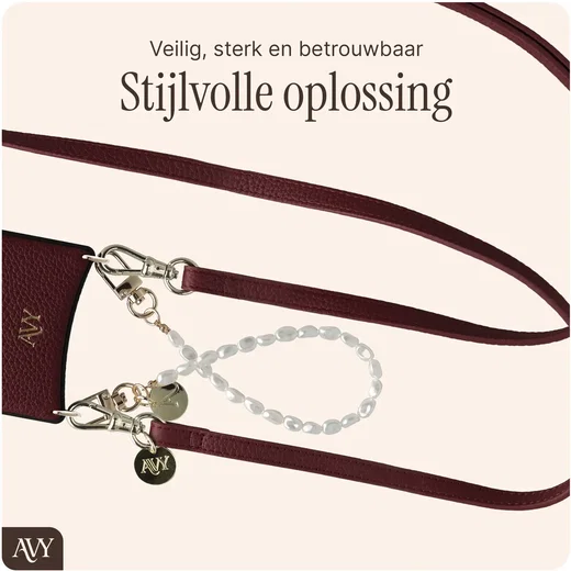 AVY Samsung Galaxy S26 Plus - Styled Kit - Burgundy - Leather and Pearls afbeelding 11