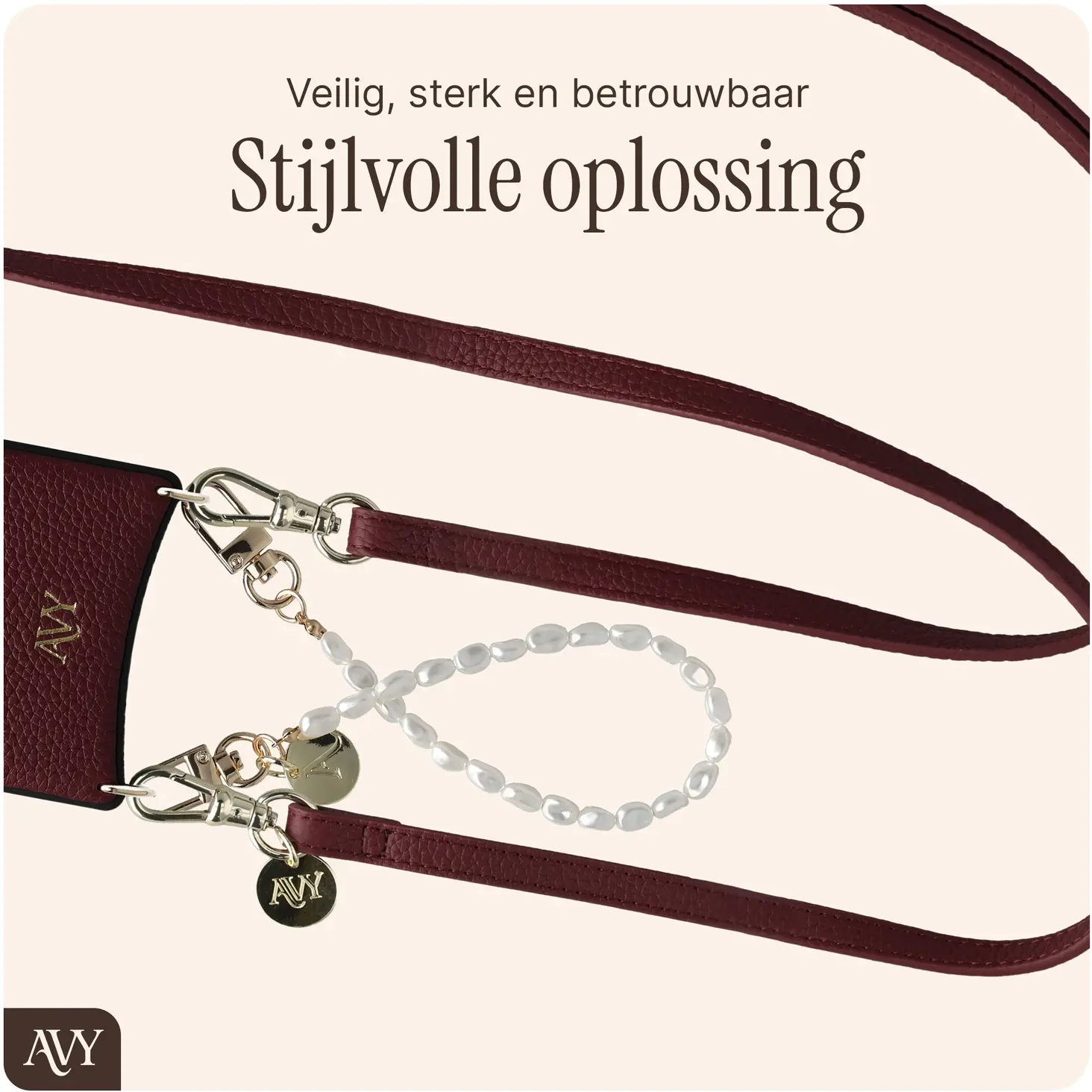 AVY Samsung Galaxy S26 Ultra - Styled Kit - Burgundy - Leather and Pearls afbeelding 11