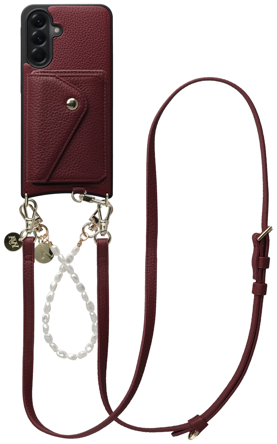 AVY Samsung Galaxy A56 - Styled Kit - Burgundy - Leather and Pearls afbeelding 1
