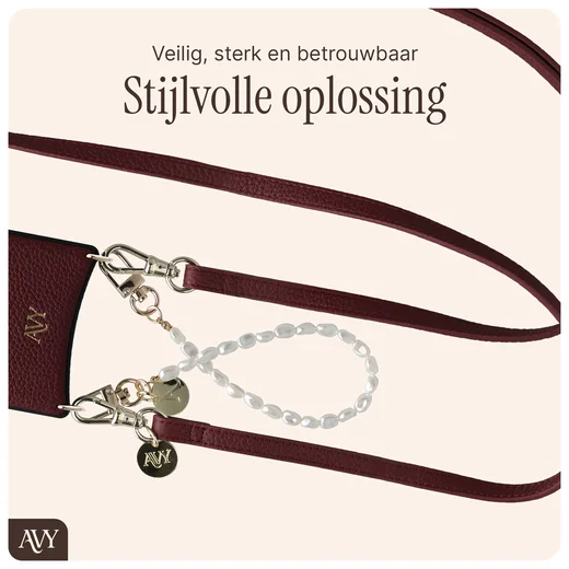 AVY Samsung S25 Plus / S24 Plus - Styled Kit - Burgundy - Leather and Pearls afbeelding 11