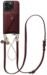 AVY Apple iPhone 14 Pro Max - Styled Kit - Burgundy - Leather and Pearls afbeelding