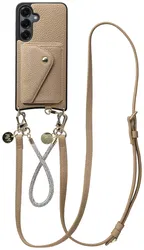 AVY Samsung S25 Plus / S24 Plus - Styled Kit - Beige - Leather and Silver afbeelding