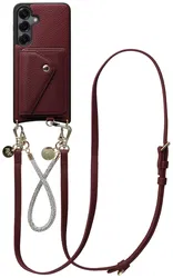 AVY Samsung Galaxy S25 / S24 - Styled Kit - Burgundy - Leather and Silver afbeelding