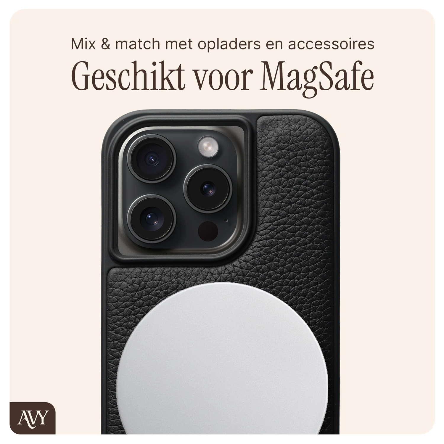 AVY Apple iPhone 15 Pro - Luxury Kit - Zwart - Long Leather afbeelding 7