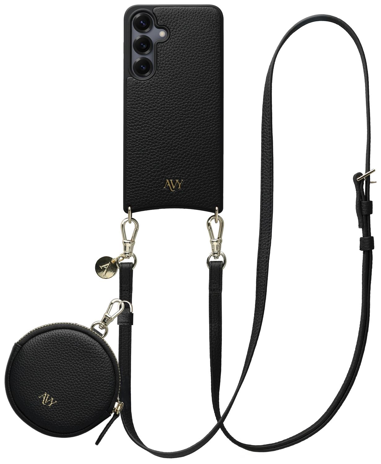 AVY Samsung Galaxy S25 / S24 - Luxury Kit - Zwart - Long Leather afbeelding 1