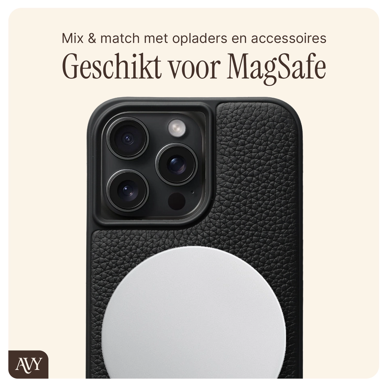 AVY Apple iPhone 15 Pro Max - Luxury Kit - Zwart - Long Leather afbeelding 7