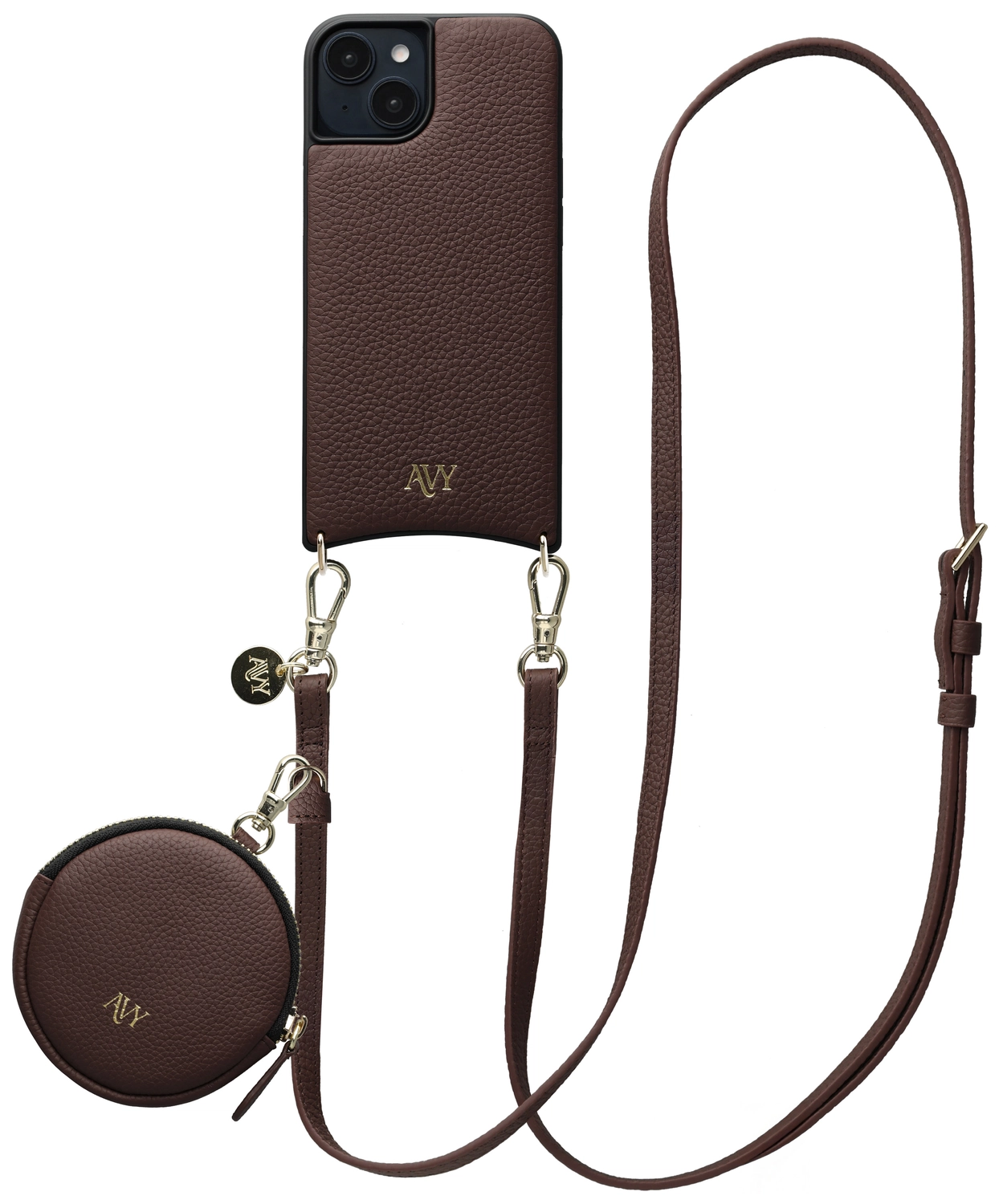 AVY Apple iPhone 15 - Luxury Kit - Chocolate - Long Leather afbeelding 1
