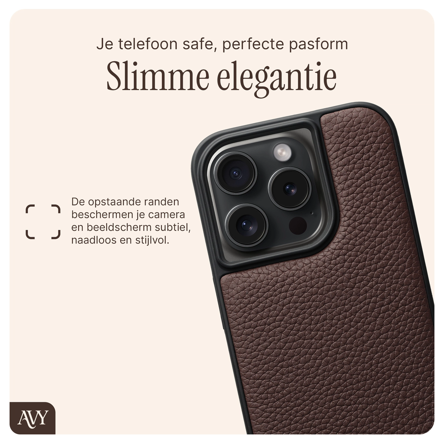 AVY Apple iPhone 15 Pro - Luxury Kit - Chocolate - Long Leather afbeelding 6