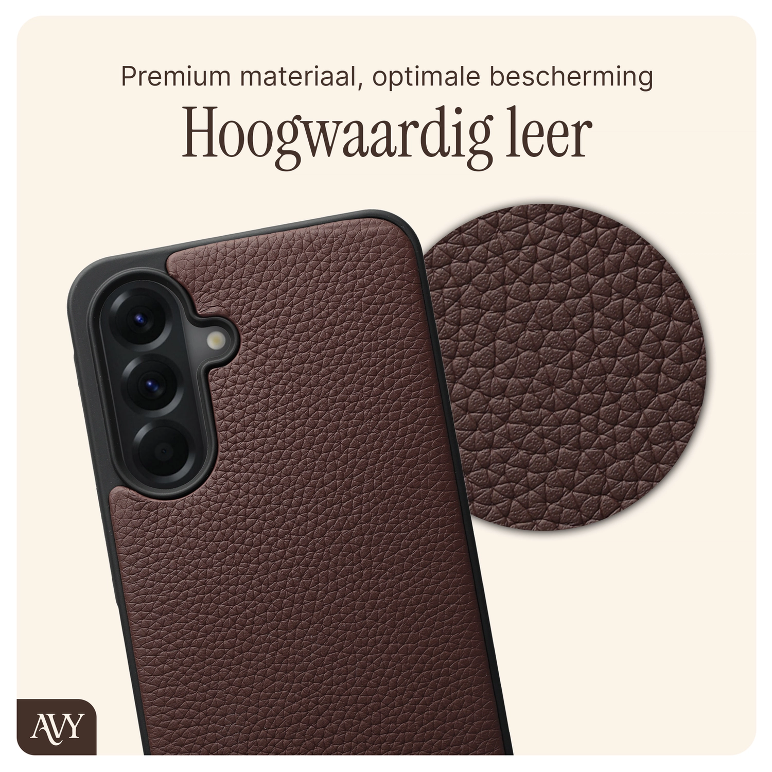 AVY Samsung Galaxy A56 - Luxury Kit - Chocolate - Long Leather afbeelding 4