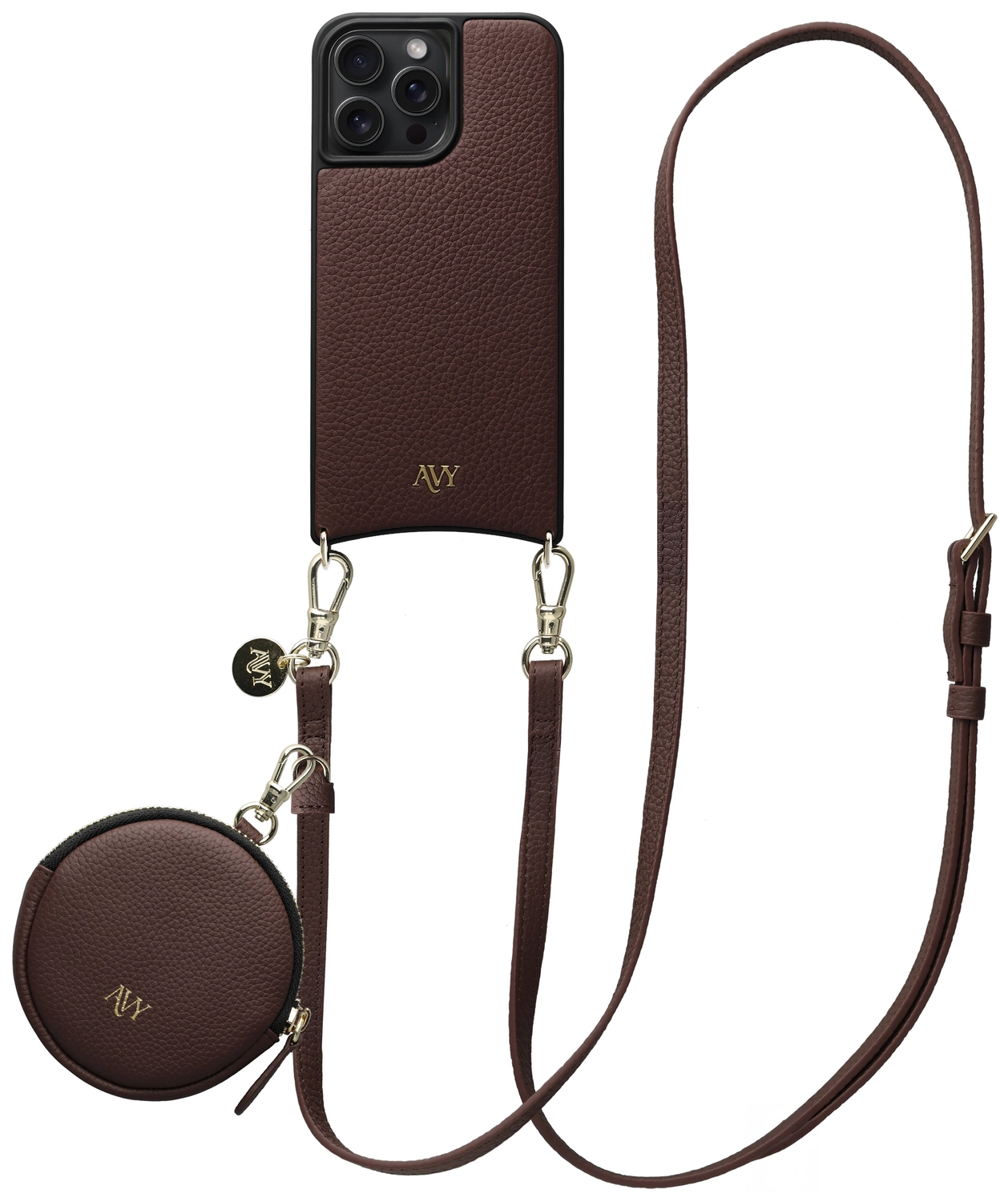 AVY Apple iPhone 15 Pro Max - Luxury Kit - Chocolate - Long Leather afbeelding 1