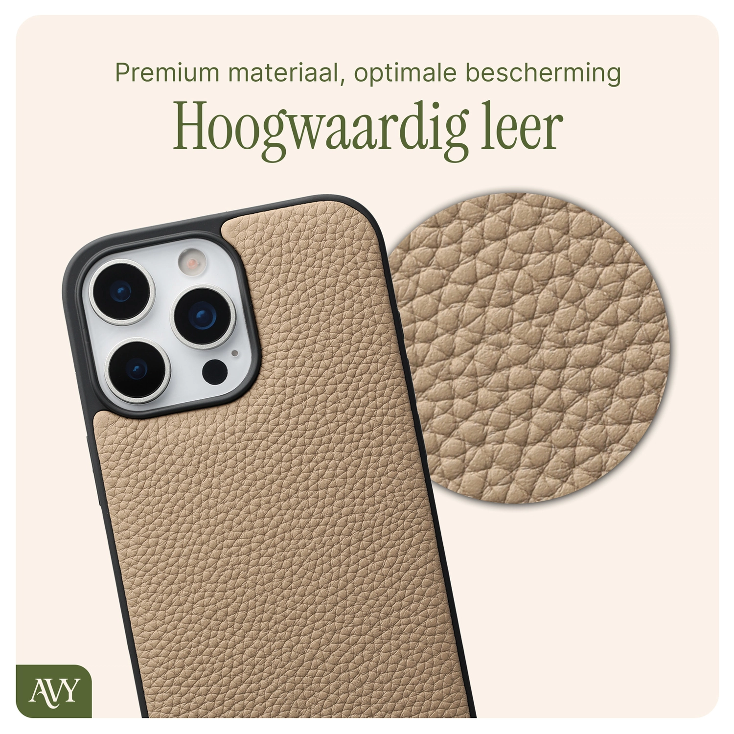 AVY Apple iPhone 16 Pro - Luxury Kit - Beige - Long Leather afbeelding 5